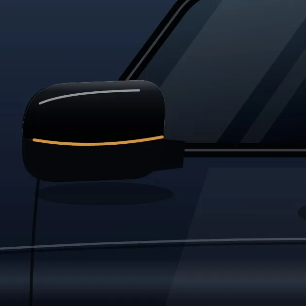 Drawing of a car door with its chrome trim blacked out