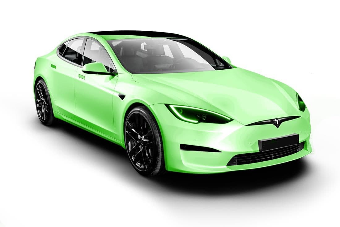 Tesla render with the Full Vehicle paint protection film coverage highlighted