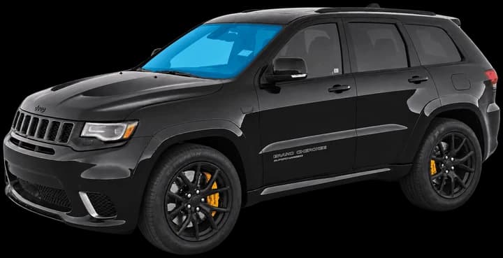 Grand Cherokee with the windshield tint highlighted in blue